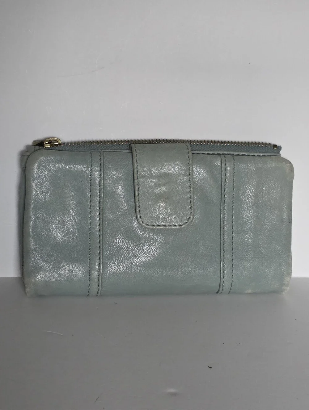 Fossil Moss Green Leather Zip & Flap Wallet Genuine Leather